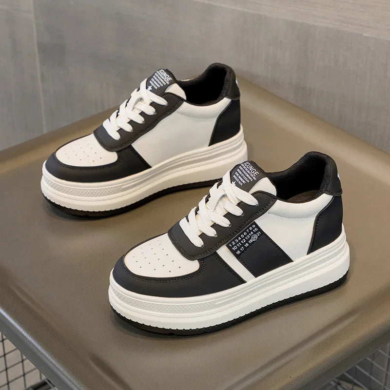 Fujin 7cm Genuine Leather Hidden Heel Breathable Chunky Sneakers Spring Autumn Skate Shoes Platform Wedge Sneakers Women Shoes