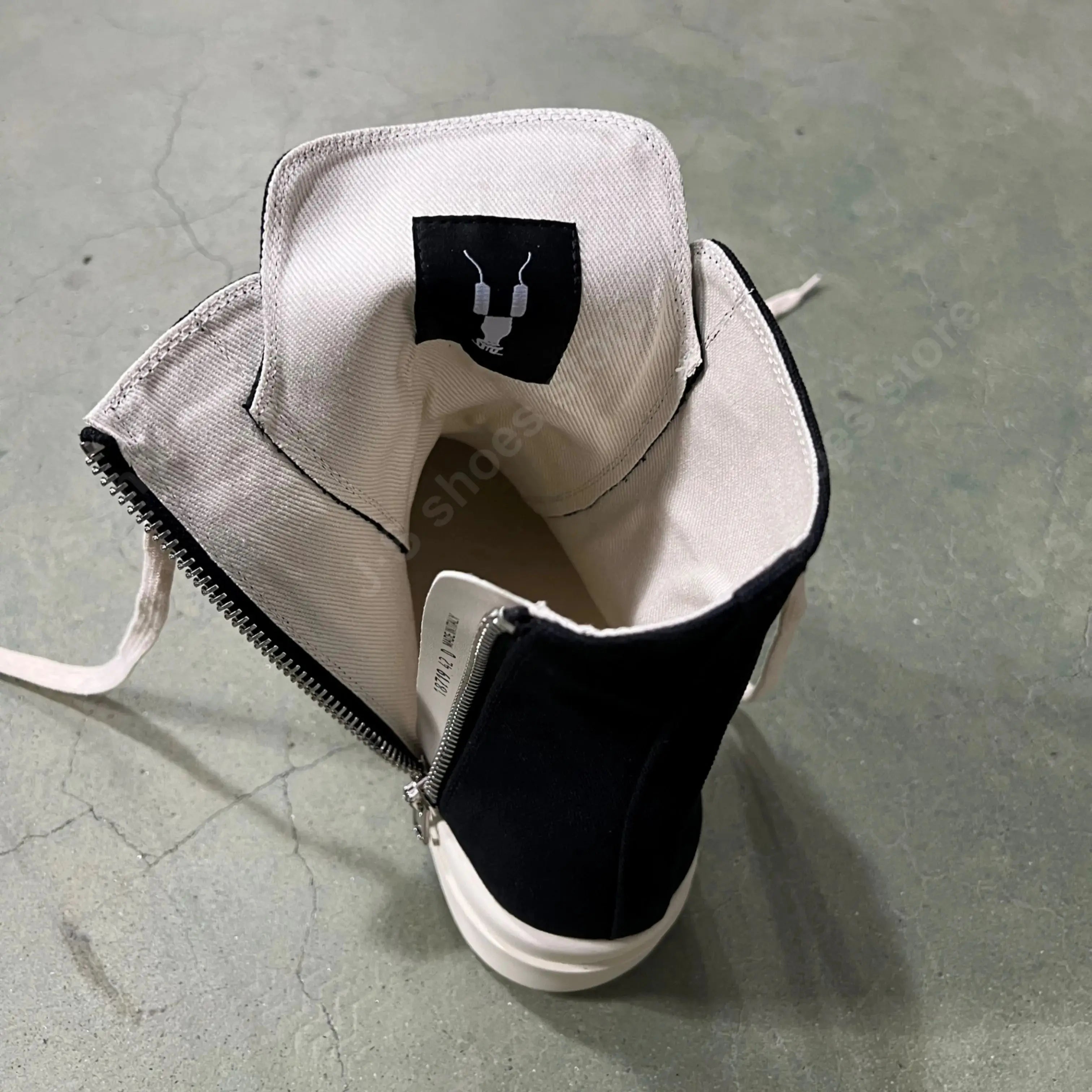 R-o Designer Boots Men Sneaker Women Black Canvas High Top Casual Shoe Lace Up Platform 6cm Thick Sole Ankle Boot Shoes