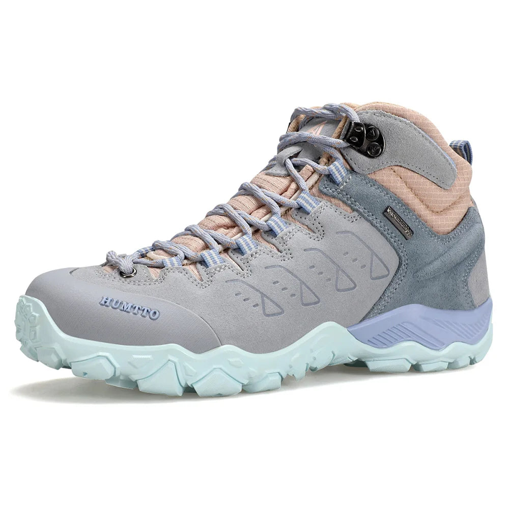 HUMTTO Chaussures de randonnée en cuir pour femmes, baskets de sport antidérapantes, respirantes et de sécurité pour l'hiver