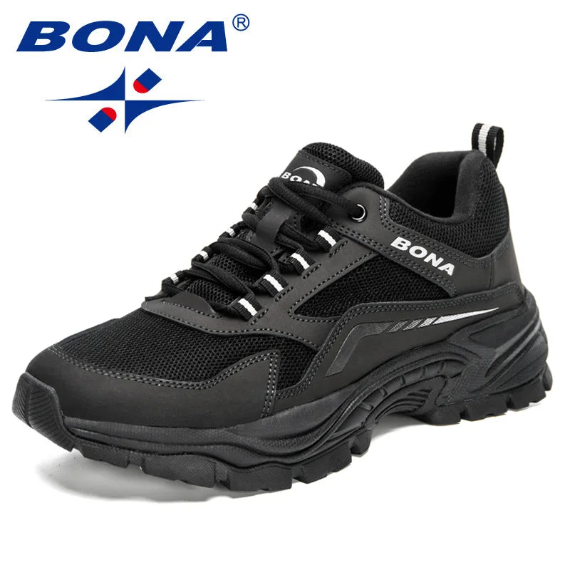 BONA new designer classic running shoes, men's sports shoes, men's walking breathable shoes