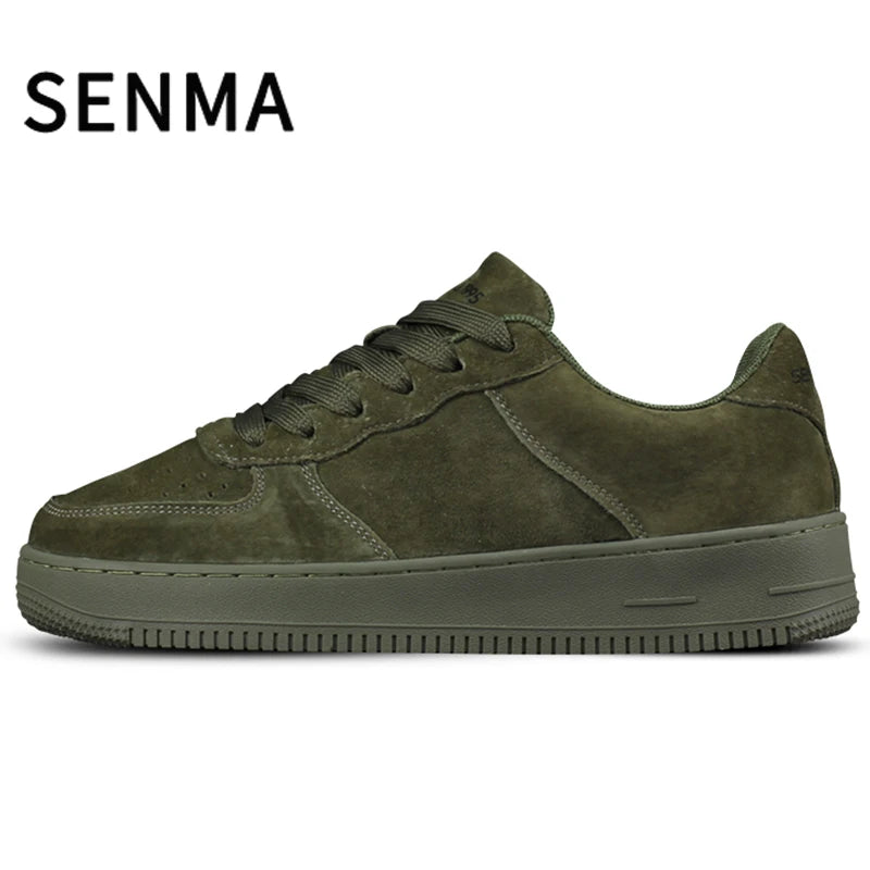 SENMA Men's Shoes Autumn Couple Versatile Casual Thick Soled Leather Board Shoes Sports White /Brown Trendy Women Shoes Sneakers