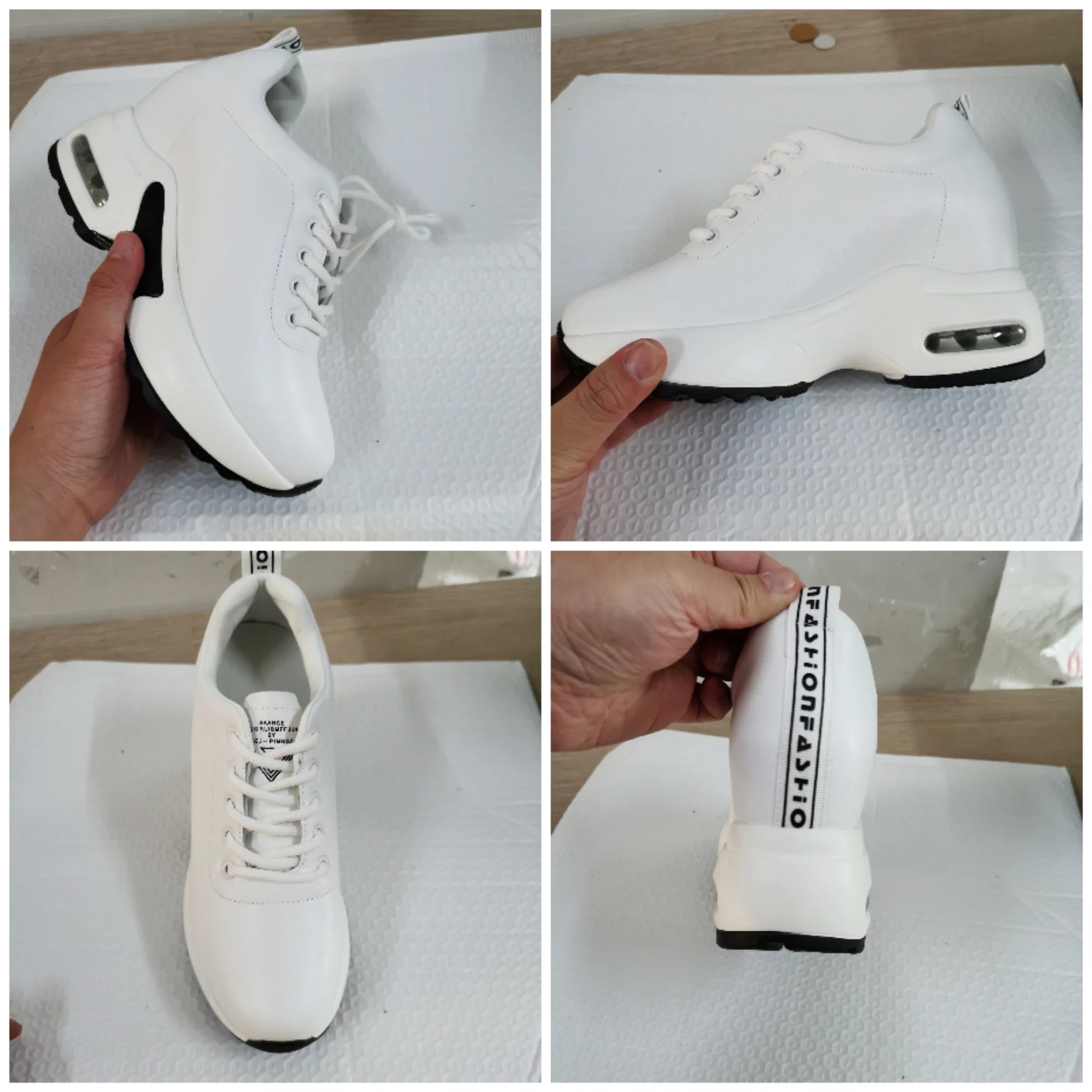 Fujin 8cm Wedge Heel Platform Shoes Chunky Sneakers Hollow Breathable Women Summer Sneakers Pumps Shoes Microfiber Leather Shoes