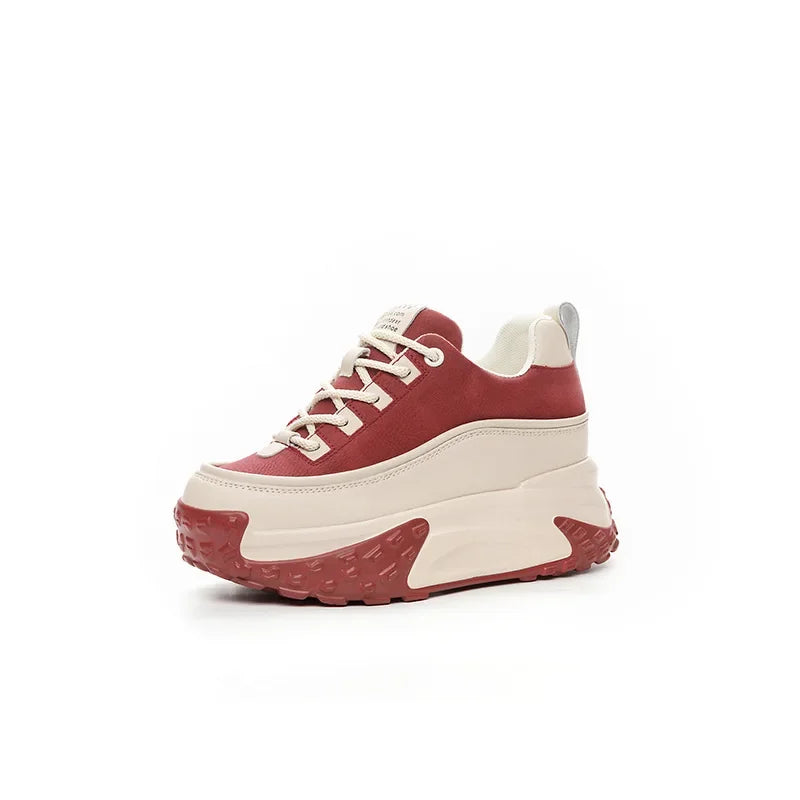 Fujin 7cm Suede Genuine Leather Platform Wedge Chunky Sneakers Spring Leisure Women Vulcanize Thick Bottom Winter Plush Shoes