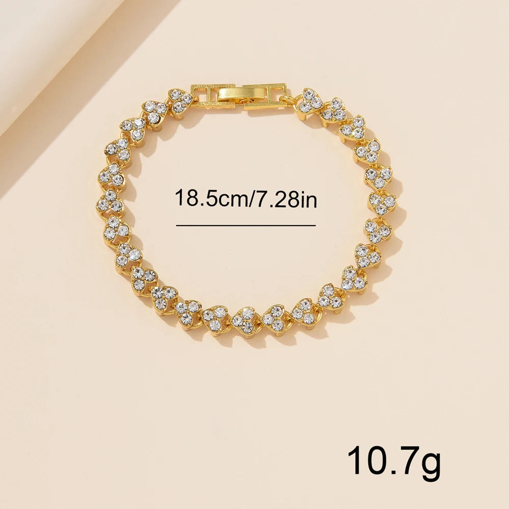 2PCS Luxury Women's Gold Watch Fashion Women's Quartz Heart Diamond WristWatch Elegant Women's Bracelet Watch Set Reloj Mujer