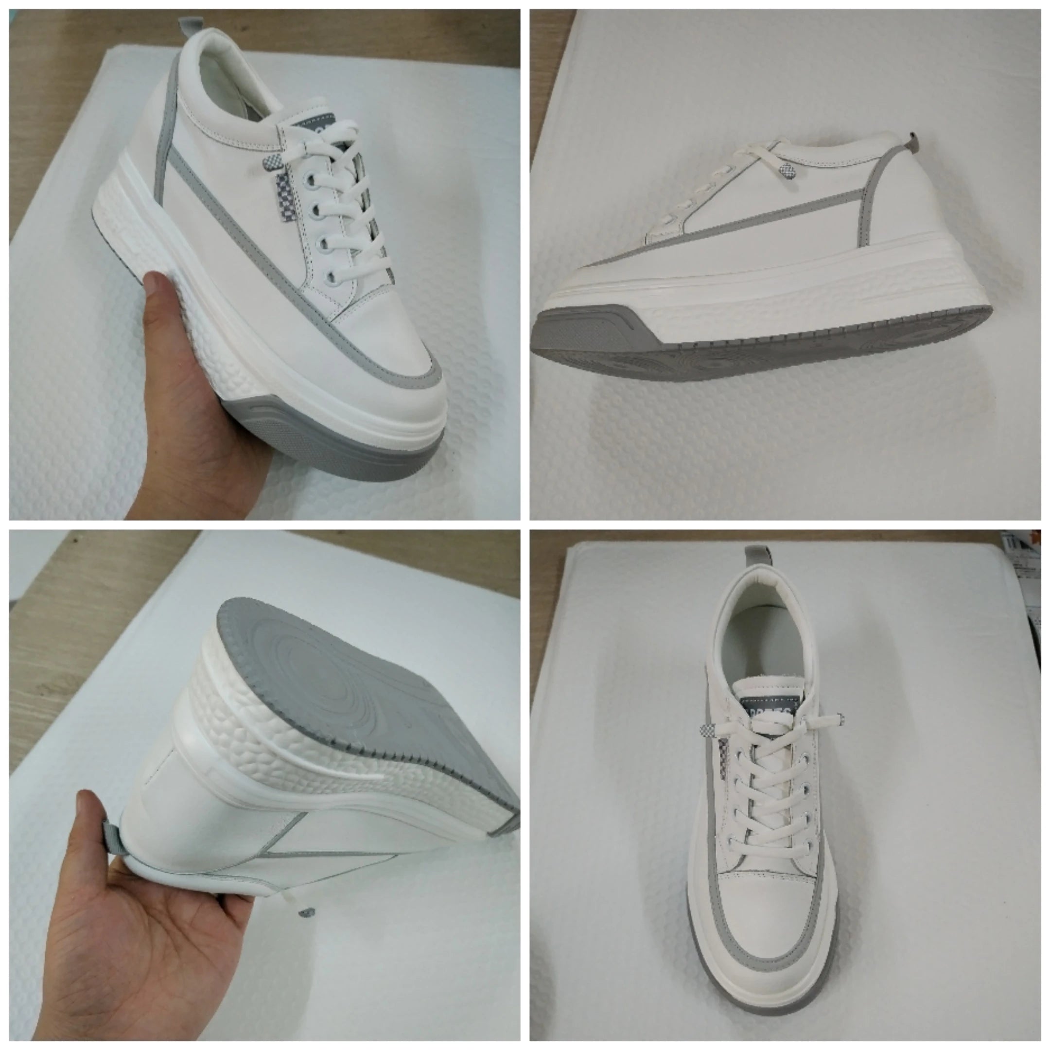 Fujin 7cm Genuine Leather Platform Wedge Winter Women Fashion Canvas Breathable Lady Super High Mixed Color Leisure Single Shoes