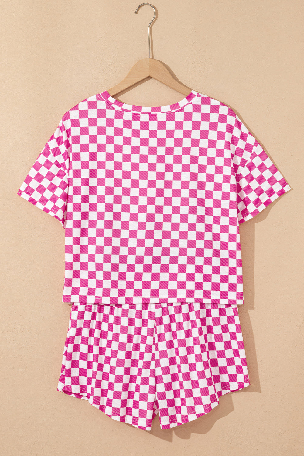 Black Checkerboard T Shirt and High Waist Skorts Set