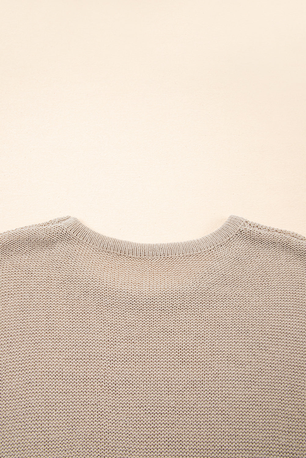 Beige Shiny Plain Short Sleeve Knit Top