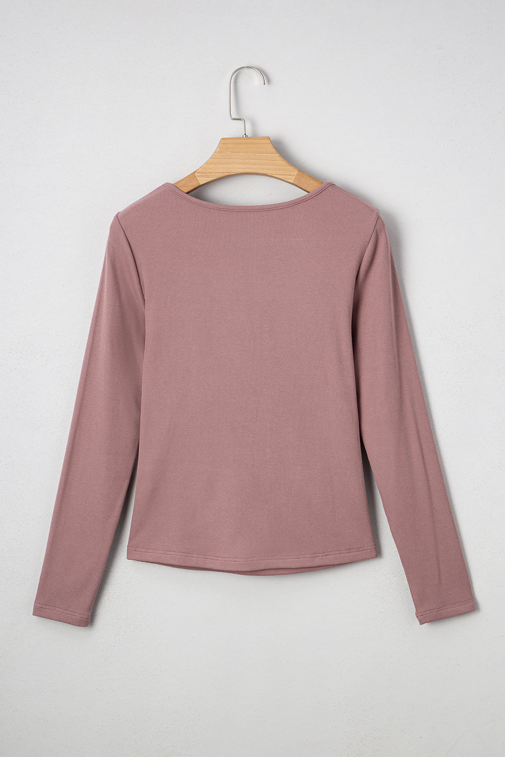 Burgundy Ruched Sweetheart Neck Ribbed Long Sleeve Top