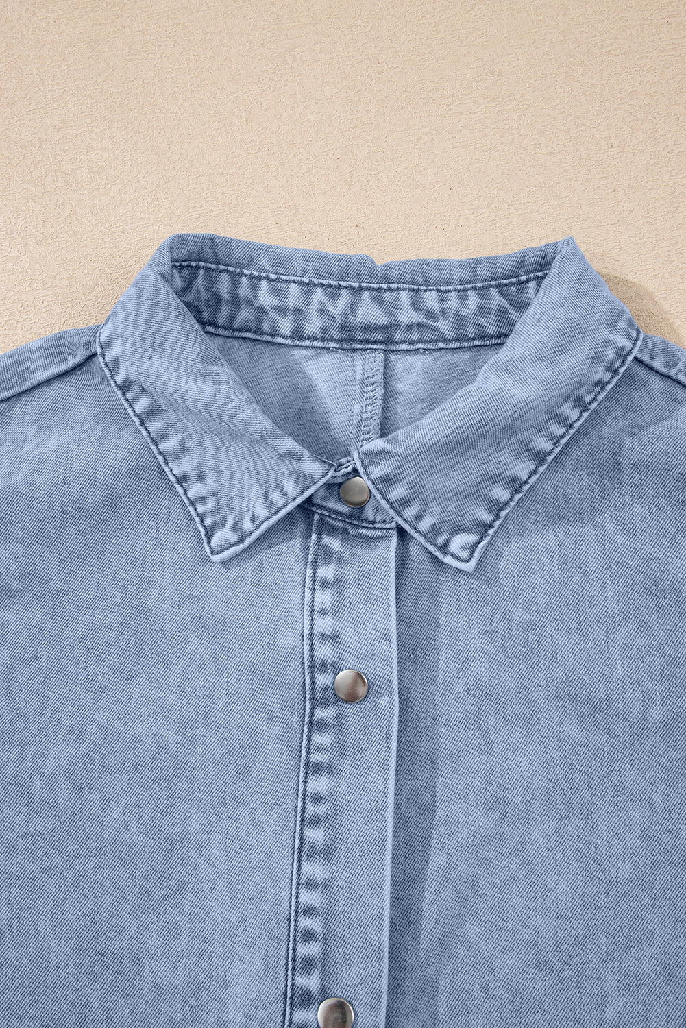 Beau Blue Ruffle Sleeve Button Down A-line Mini Denim Dress