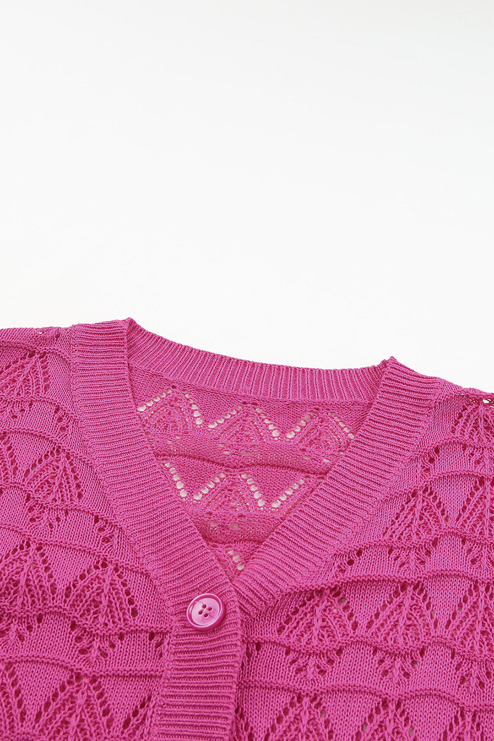 Green Lightweight Buttoned Front Crochet Cardigan